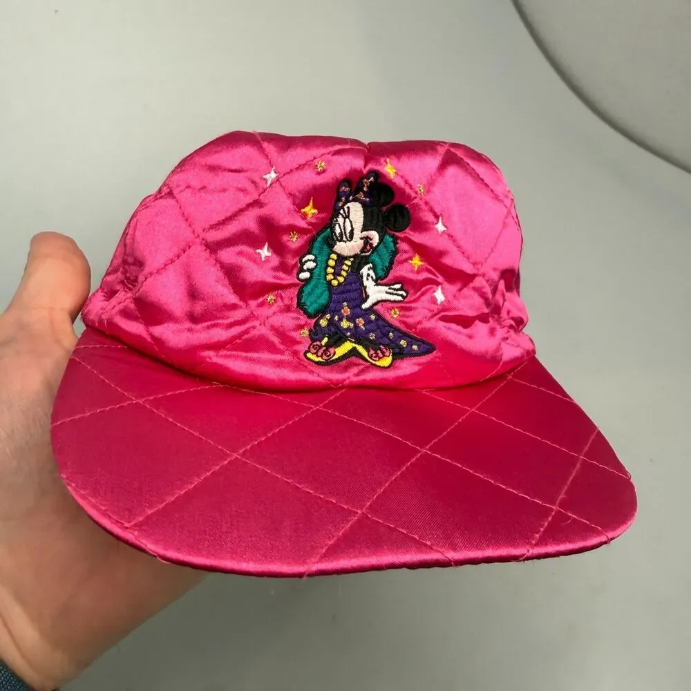 Minnie Mouse Glamour Vintage Quilted Disney Store Hat Cap Pink Satin 4-6X